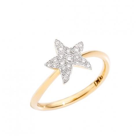 Anello Stellina in Oro Gialli 18kt con 19 diamanti Bianchi (ct 0.15) - DODO