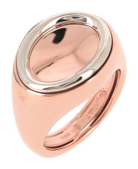 Anello modello chevalier in argento 925 laminato in oro rosa 18kt, sulla parte super. cerchio laminato oro bianco - PESAVENTO