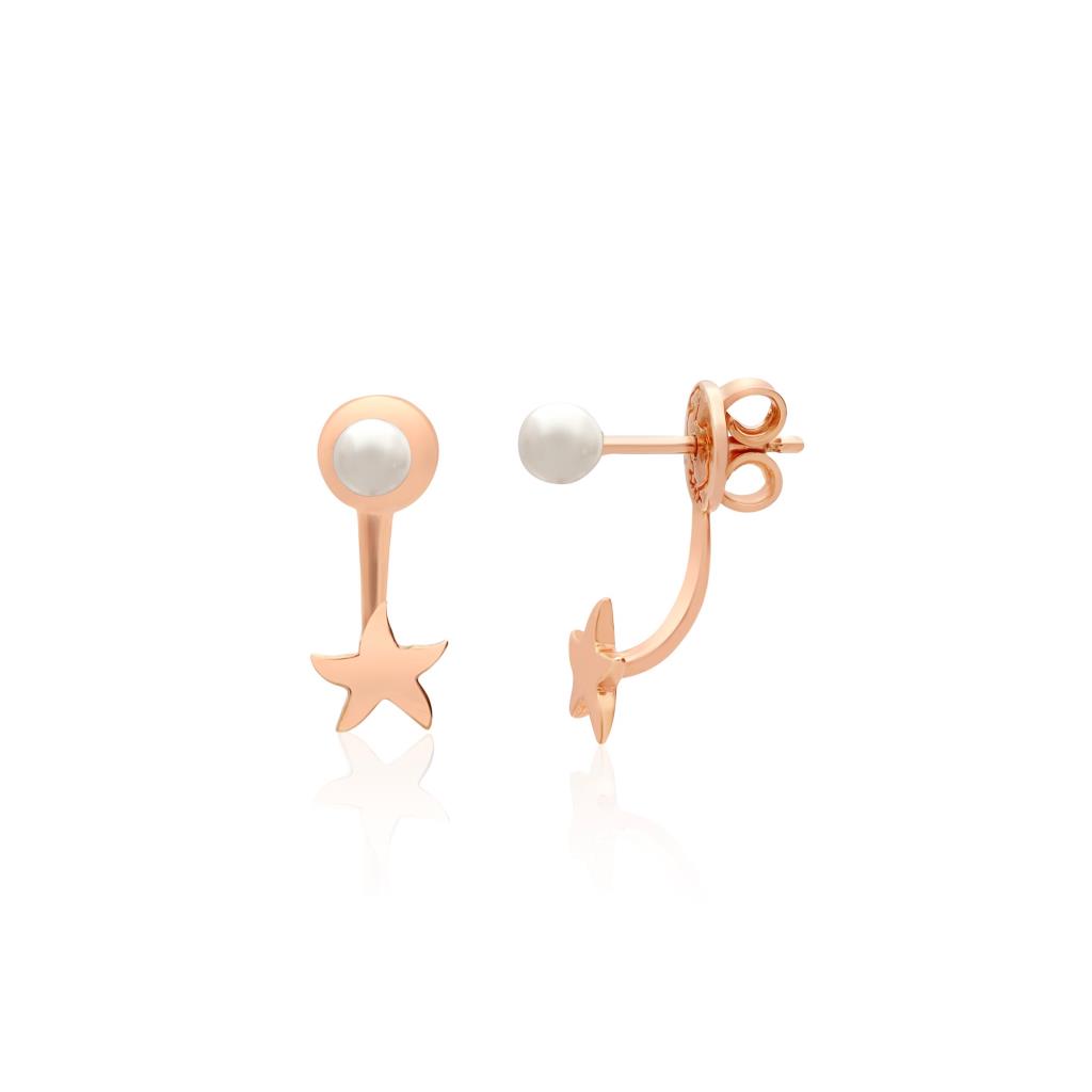 ORECCHINI STUD STELLINA ORO ROSA CON PERLA DI CRISTALLO - DODO